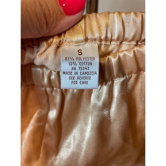 Vintage Claire’s Rose Champagne Embroidered Flannel Lined Pajama Set Sz S - Picture 8 of 12